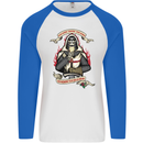 St Georges Day England Flag Knights Templar Mens L/S Baseball T-Shirt White/Royal Blue