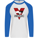 INGSOC George Orwell English Socialism 1994 Mens L/S Baseball T-Shirt White/Royal Blue
