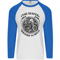 Grim Reaper Motorbike Motorcycle Biker Mens L/S Baseball T-Shirt White/Royal Blue