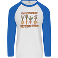 Vegan Living Life on the Veg Vegetarian Mens L/S Baseball T-Shirt White/Royal Blue