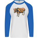 A Steampunk Bull Mens L/S Baseball T-Shirt White/Royal Blue