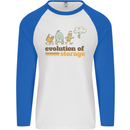 Storage Evolution Retro HD Drive USB Stick CD Mens L/S Baseball T-Shirt White/Royal Blue