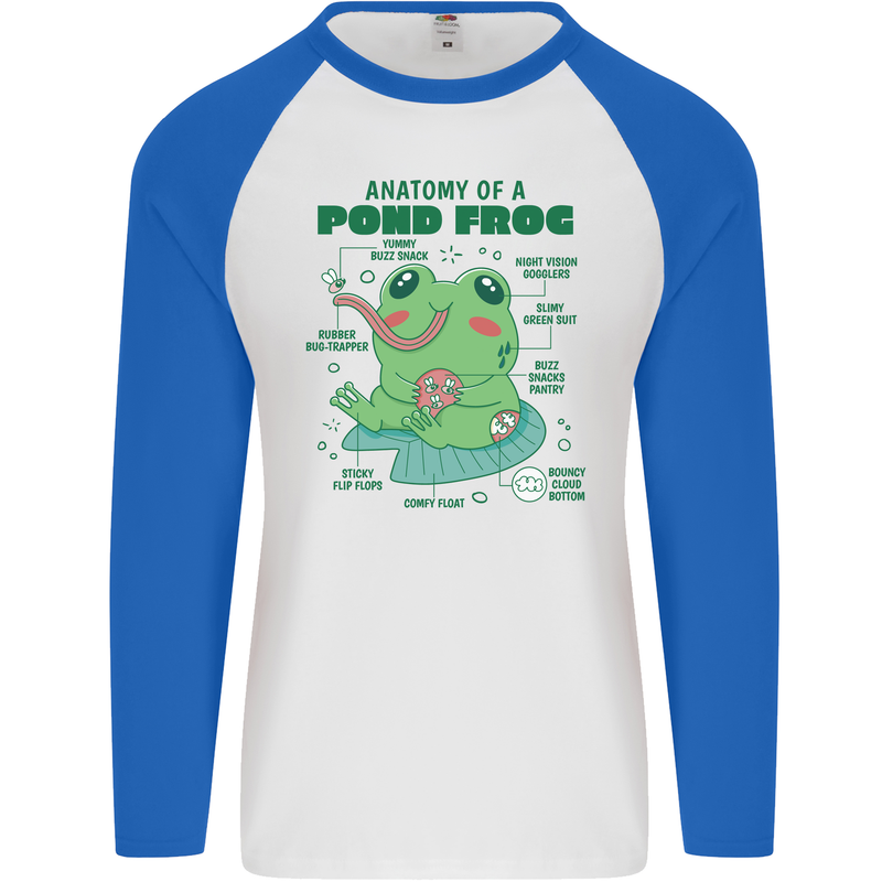 Anatomy of a Frog Funny Mens L/S Baseball T-Shirt White/Royal Blue