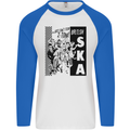 Can't Stop 2-Tone British SKA 2Tone Mens L/S Baseball T-Shirt White/Royal Blue