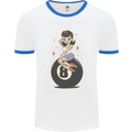 8-Ball Pool Pinup Mens Ringer T-Shirt White/Royal Blue