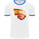 Curled Spain Flag Spanish Day Football Mens Ringer T-Shirt White/Royal Blue