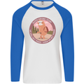 Sloth Hiking Team Funny Trekking Walking Mens L/S Baseball T-Shirt White/Royal Blue