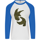 The Viking Raven Symbol Odin Ragnar Tribal Mens L/S Baseball T-Shirt White/Royal Blue