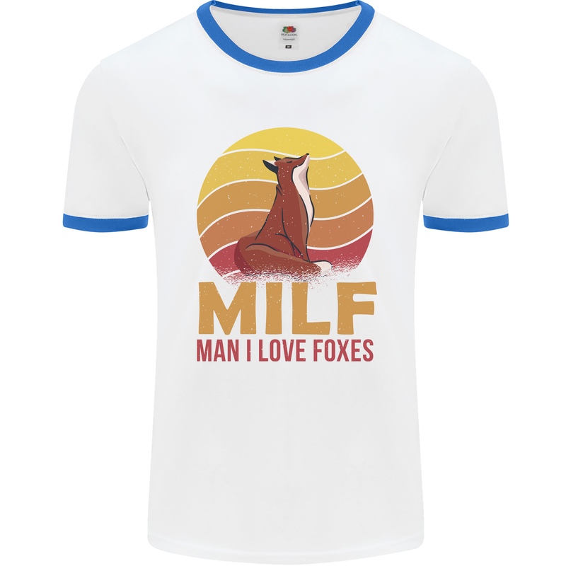 MILF Man I Love Foxes Fox Mens Ringer T-Shirt White/Royal Blue