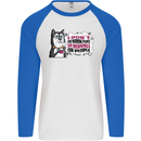 Husky Alaskan I Dont Like People Mornings Mens L/S Baseball T-Shirt White/Royal Blue