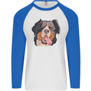 Bernese Mountain Dog Mens L/S Baseball T-Shirt White/Royal Blue