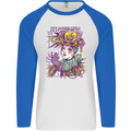 Its Mardi Gras Carnival Mens L/S Baseball T-Shirt White/Royal Blue