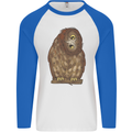 A Funny Owl Mens L/S Baseball T-Shirt White/Royal Blue