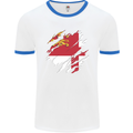 Torn Flag Sark Mens Ringer T-Shirt White/Royal Blue