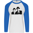 Dick and Doof Aka Laurel & Hardy Mens L/S Baseball T-Shirt White/Royal Blue