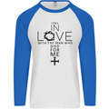 In Love With the Cross Christian Christ Mens L/S Baseball T-Shirt White/Royal Blue