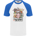 Dungeons & Axolotl Role Play Games RPG Mens S/S Baseball T-Shirt White/Royal Blue