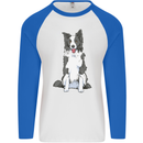 A Border Collie Mens L/S Baseball T-Shirt White/Royal Blue