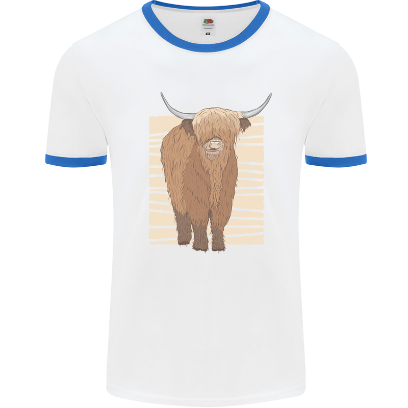 A Chilled Highland Cow Mens Ringer T-Shirt White/Royal Blue