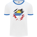 Torn Antigua and Barbuda Flag Day Football Mens Ringer T-Shirt White/Royal Blue