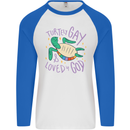 LGBT Turtle Loved By God Gay Pride Mens L/S Baseball T-Shirt White/Royal Blue