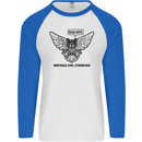 Irritable Owl Syndrome Bowel IBS Funny Mens L/S Baseball T-Shirt White/Royal Blue