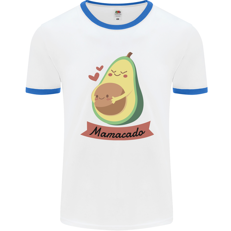 Mamacado New Baby Pregnancy Pregnant Mens Ringer T-Shirt White/Royal Blue