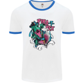 Pirate T-Rex Funny Dinosaur Mens Ringer T-Shirt White/Royal Blue