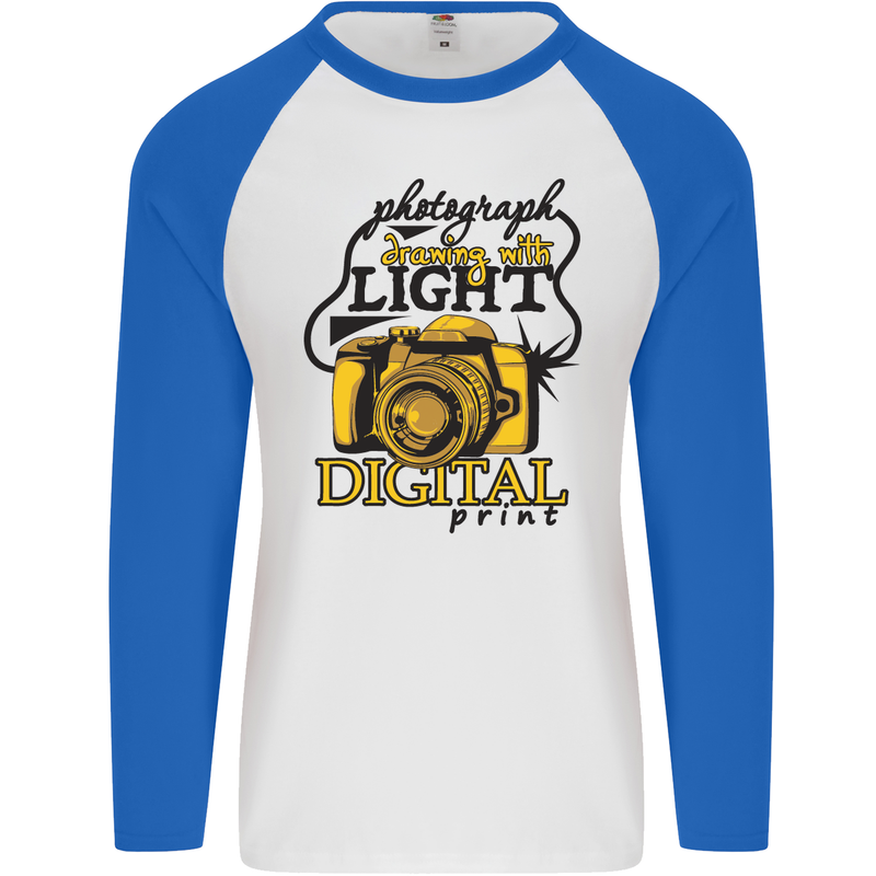 Photography Drawing With Light Photographer Mens L/S Baseball T-Shirt White/Royal Blue