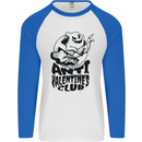 Anti Valentines Club Romance Single Day Mens L/S Baseball T-Shirt White/Royal Blue