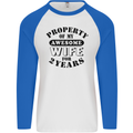 2nd Wedding Anniversary 2 Year Funny Wife Mens L/S Baseball T-Shirt White/Royal Blue