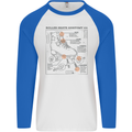 Roller Skating Boot Blueprint Mens L/S Baseball T-Shirt White/Royal Blue