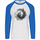 Axoloti Yin Yang Mens L/S Baseball T-Shirt White/Royal Blue