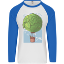 Funny Lettuce Hot Air Balloon Mens L/S Baseball T-Shirt White/Royal Blue
