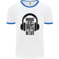 Music Is My Escape From B/S in Life Rock Mens Ringer T-Shirt White/Royal Blue