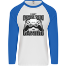 I Can't Hear You Im Gaming Funny Gamer Mens L/S Baseball T-Shirt White/Royal Blue
