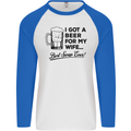 A Beer for My Wife Best Swap Ever Funny Mens L/S Baseball T-Shirt White/Royal Blue