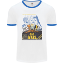 Cat Wars Funny Sci-Fi Mens Ringer T-Shirt White/Royal Blue