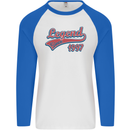 Legend Since 26th Birthday 1997 Mens L/S Baseball T-Shirt White/Royal Blue
