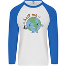 Help Me Climate Change Environment Mens L/S Baseball T-Shirt White/Royal Blue