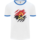 Torn Angola Flag Angolan Day Football Mens Ringer T-Shirt White/Royal Blue