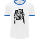 Black Lives Matter Sign Racial Equality Mens Ringer T-Shirt White/Royal Blue