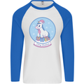 Christmas Unicorn Snow Globe Mens L/S Baseball T-Shirt White/Royal Blue