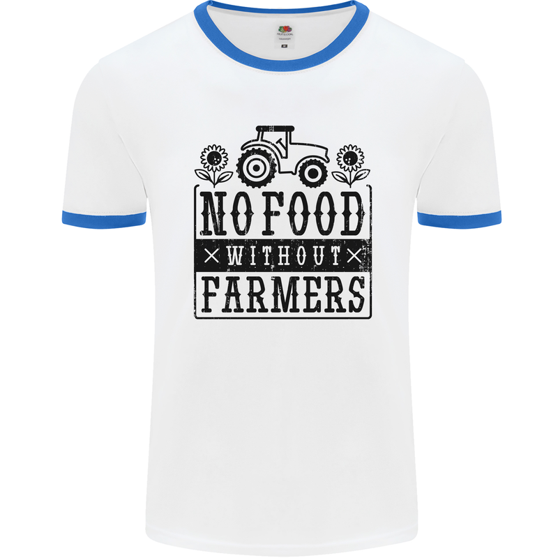 No Food Without Farmers Farming Mens Ringer T-Shirt White/Royal Blue