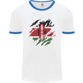 Torn Kenya Flag Kenyan Day Football Mens Ringer T-Shirt White/Royal Blue