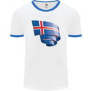Curled Iceland Flag Icelander Day Football Mens Ringer T-Shirt White/Royal Blue