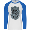 Viking God Odin Valhalla Norse Warrior Mens L/S Baseball T-Shirt White/Royal Blue