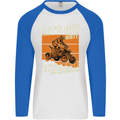 Lets Get Dirty ATV 4X4 Quad Bike Biking Mens L/S Baseball T-Shirt White/Royal Blue