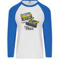 Retro 80s Music Cassette Old School Spinner Mens L/S Baseball T-Shirt White/Royal Blue