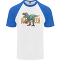 T-Rex Halloween Dinosaur Mens S/S Baseball T-Shirt White/Royal Blue